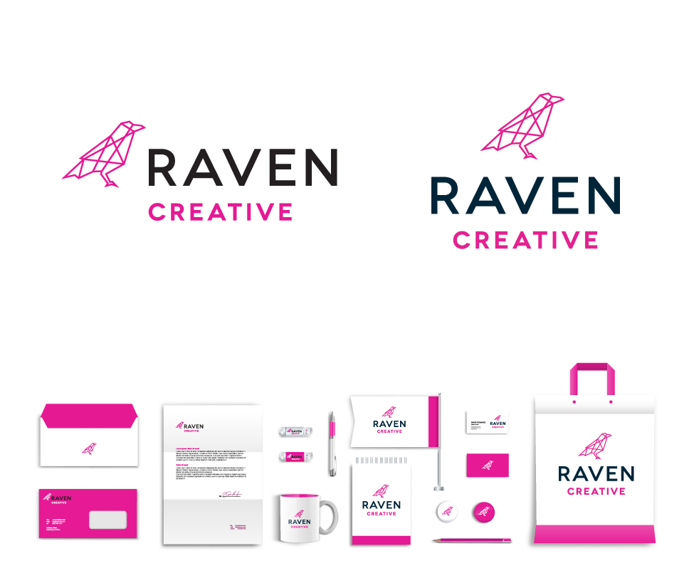 Raven Creative Logo with Mockup