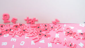 Pink letters falling