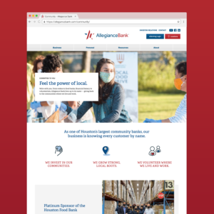 Allegiance Bank website secondary pages