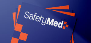 SafetyMed medical device brand identity logo