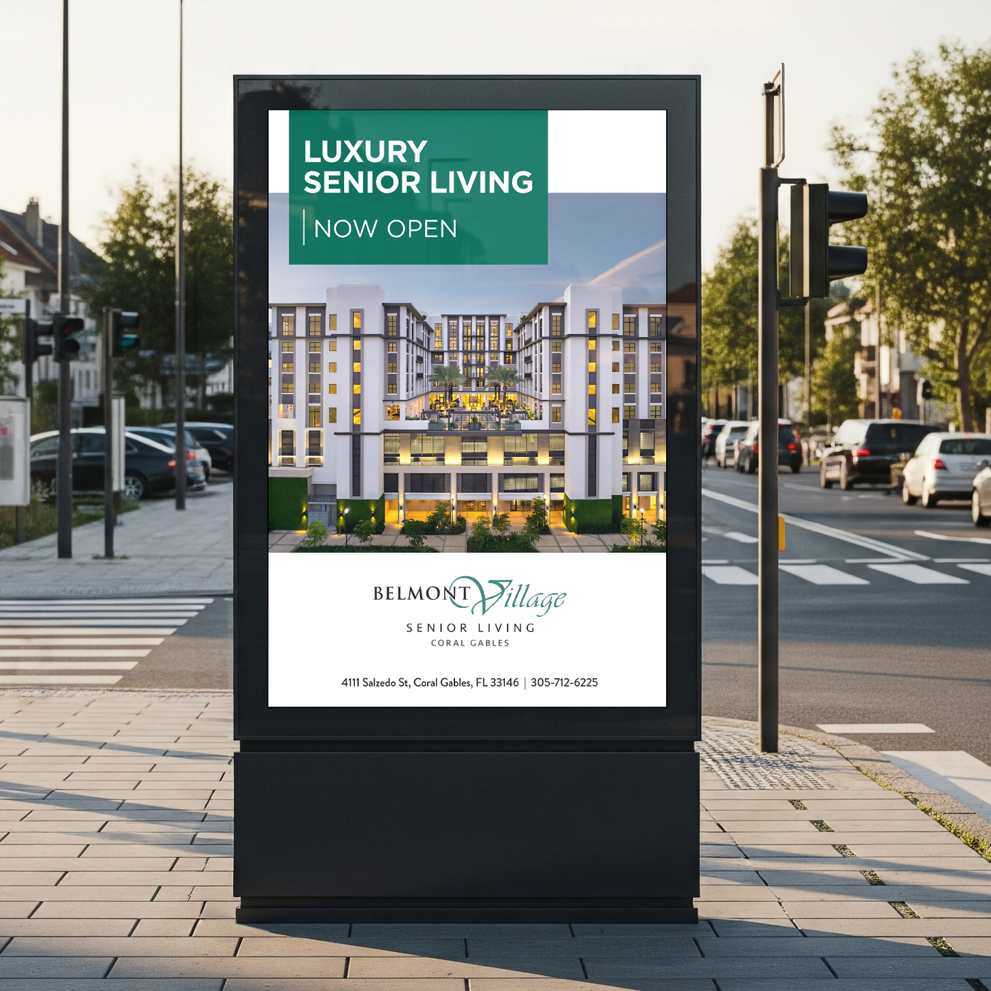Belmont Village digital out-of-home advertising creative
